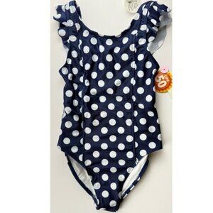 Adaptive Girls Swimsuit One Piece Polka Dot Sz 7-8 NWT Hook/Loop Closure George